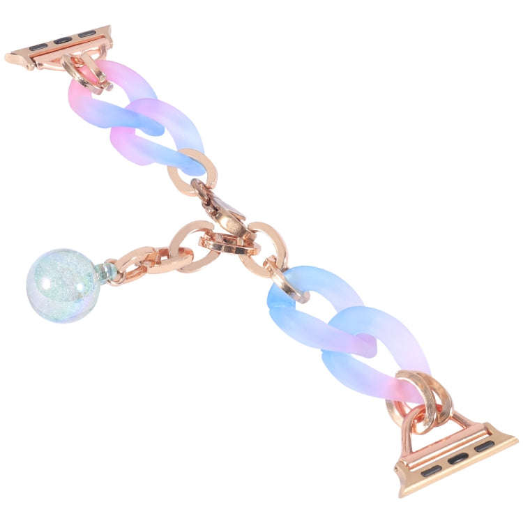 For Apple Watch SE 2022 44mm Gradient Resin Chain Watch Band(Blue)