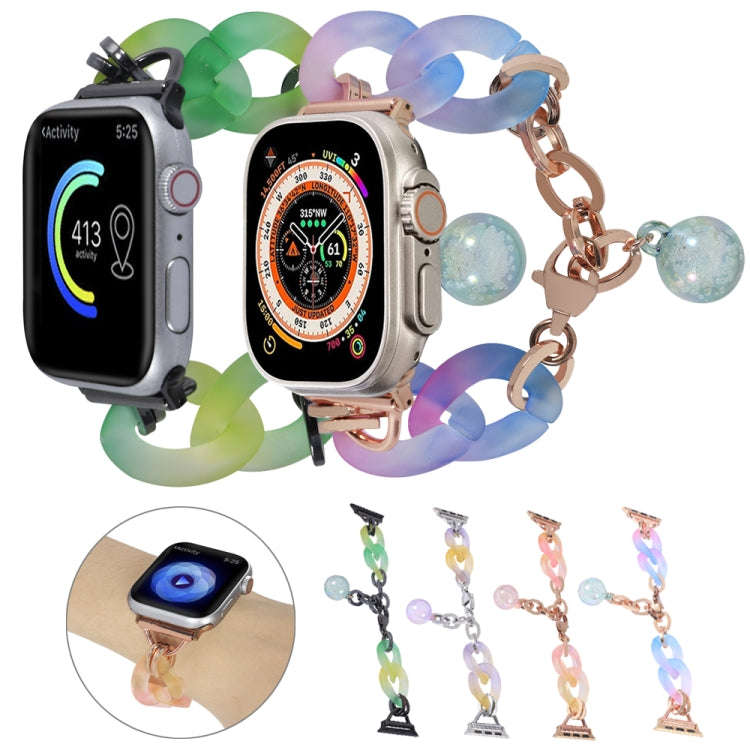 For Apple Watch Series 3 38mm Gradient Resin Chain Watch Band(Blue)