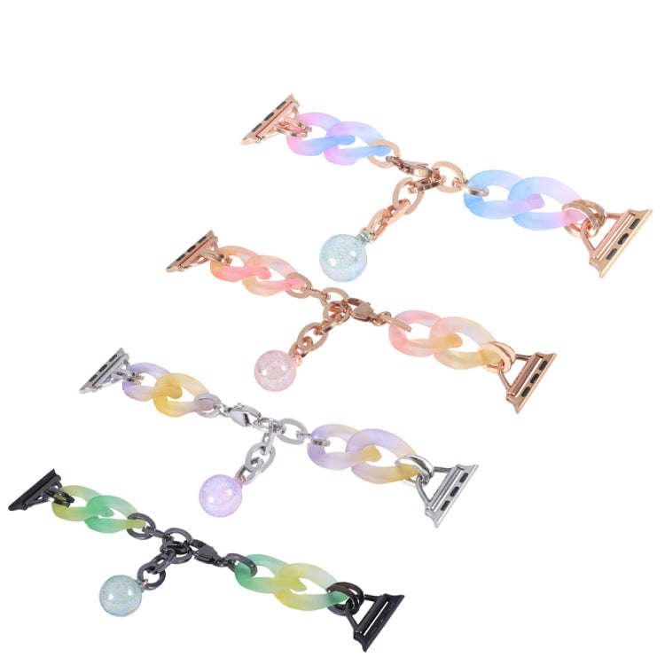 For Apple Watch Series 6 44mm Gradient Resin Chain Watch Band(Pink)