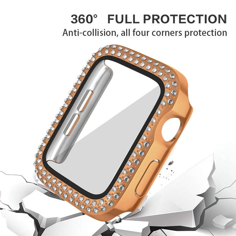 For Apple Watch Series 3 / 2 / 1 38mm Plating Dual-Row Diamond PC Watch Case with Film(Silver)