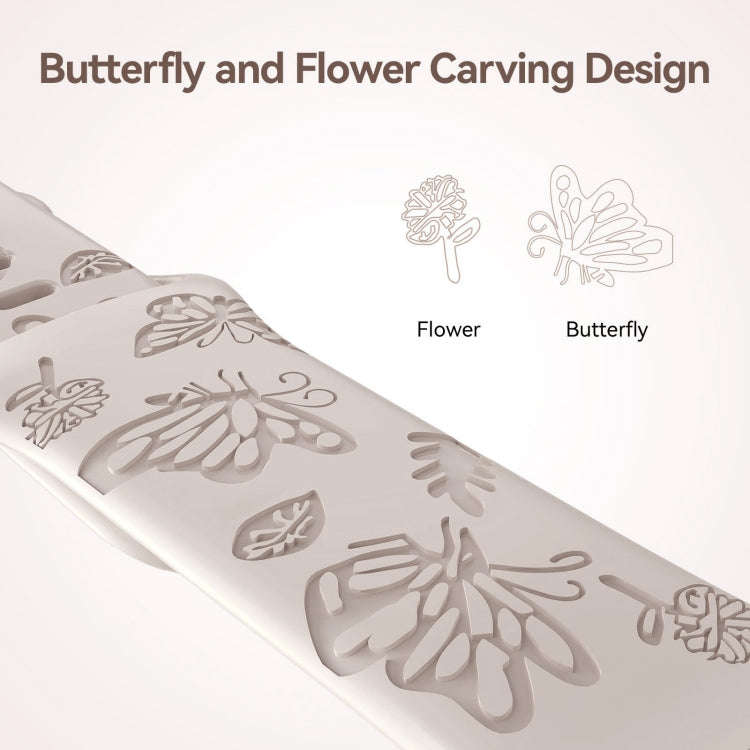 For Apple Watch Series 3 42mm Butterfly Flower Embossed Silicone Watch Band(Starlight)