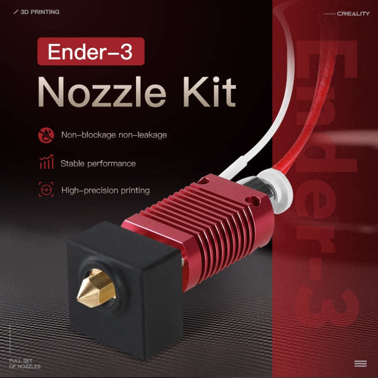 Creality 24V 40W Extruder Nozzle Hot End Kit with Temperature Thermistor & Heating Tube for Ender...