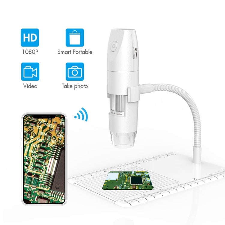 316 50-1000X Adjustable Smart Wifi USB Digital Microscope (White)