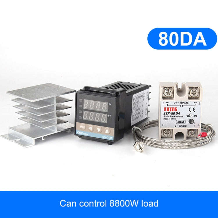 8800W REX-C100 Thermostat + Heat Sink + Thermocouple + SSR-80 DA Solid State Module Intelligent T...