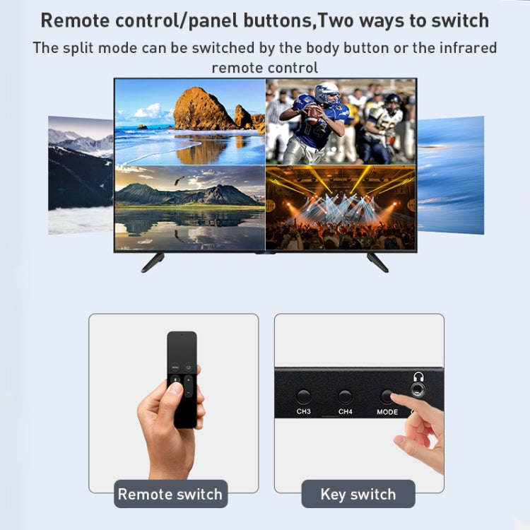 Measy MV4341 4K 30Hz 4 In 1 Out HDMI Quad Screen Splitter, Plug Type: US Plug (Black)