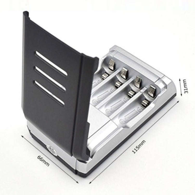 AC 100-240V 4 Slot Battery Charger for AA & AAA Battery, with LCD Display, EU Plug
