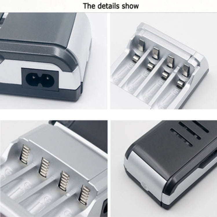AC 100-240V 4 Slot Battery Charger for AA & AAA Battery, with LCD Display, EU Plug