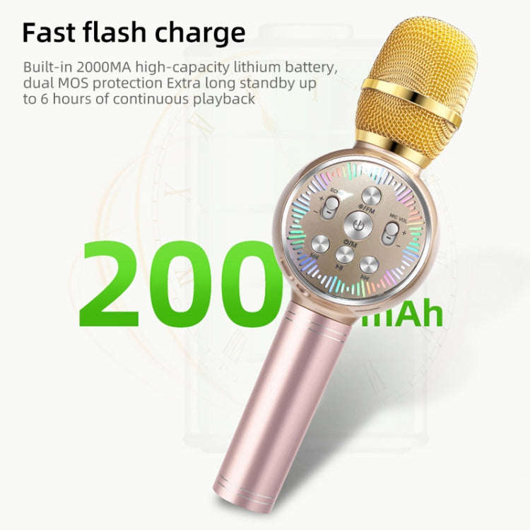 K2 Bluetooth 5.0 Karaoke Live Colorful Lights Wireless Bluetooth Microphone (Grey)
