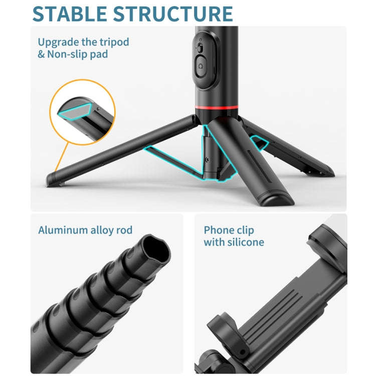 Q12s Bluetooth Remote Control Rotatable Fill Light Tripod Selfie Stick