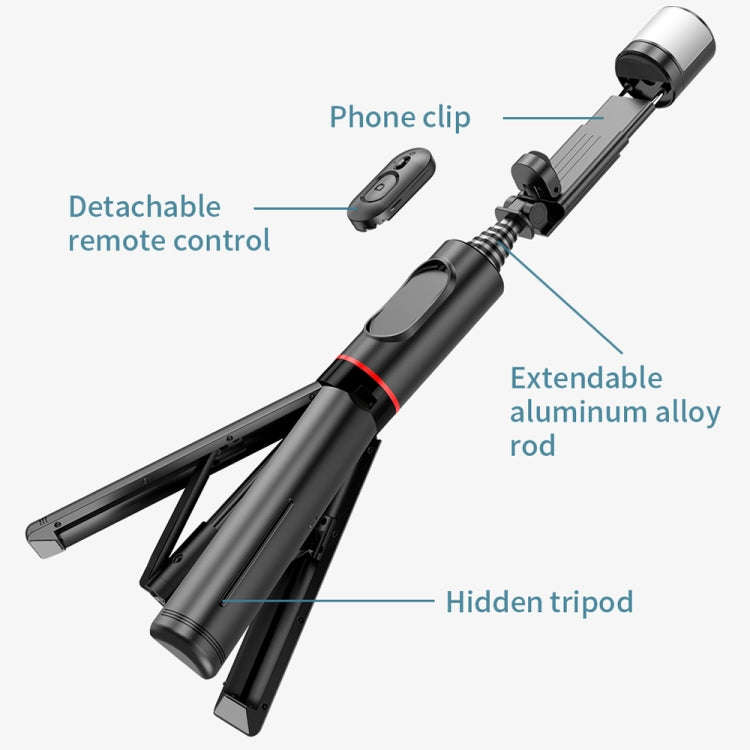 Q12s Bluetooth Remote Control Rotatable Fill Light Tripod Selfie Stick