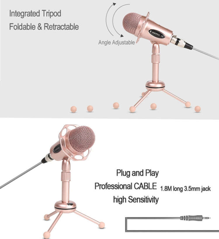 Yanmai Y20 Professional Game Condenser Microphone  with Tripod Holder, Cable Length: 1.8m, Compat...