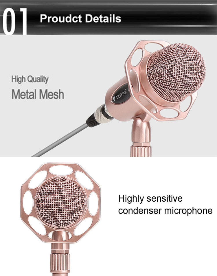 Yanmai Y20 Professional Game Condenser Microphone  with Tripod Holder, Cable Length: 1.8m, Compat...