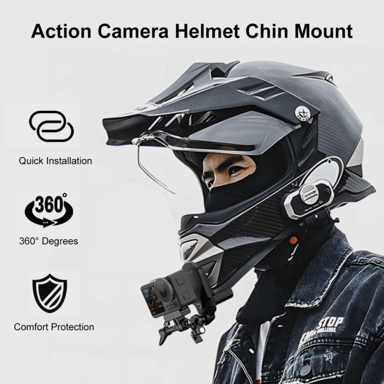 PULUZ Motorcycle Helmet Chin Clamp Mount for GoPro and Other Action Cameras (Black)