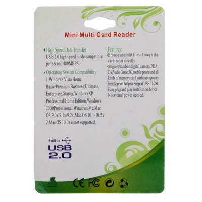 USB 2.0 Multi Card Reader, Support SD/MMC, MS, TF, M2 Card(Orange)