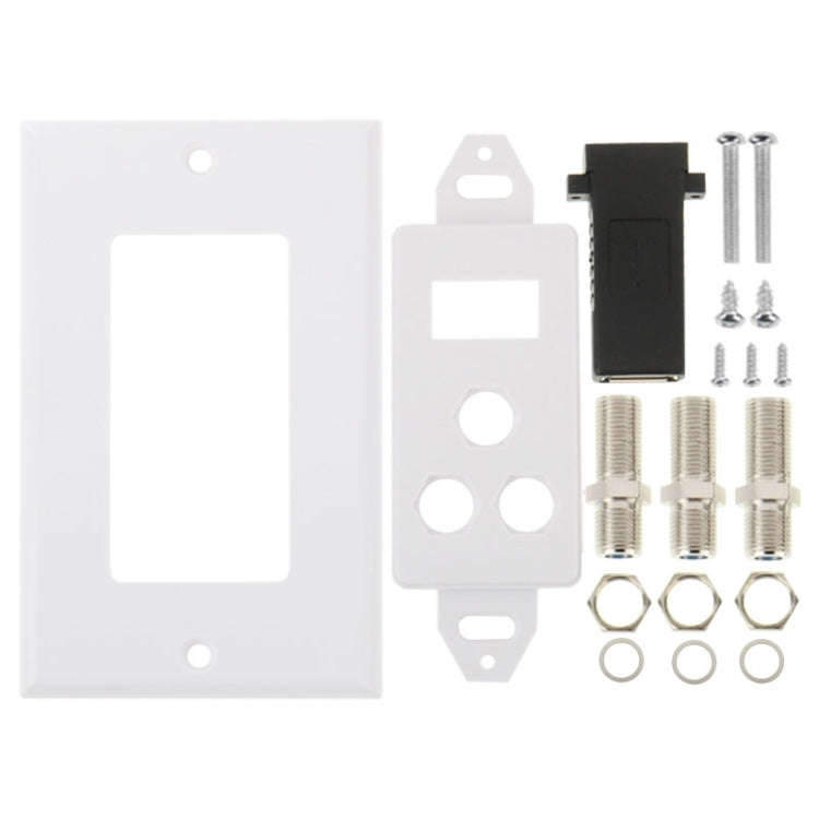 USB 2.0 Female Plug + 3 F Female Plugs Wall Plate Panel