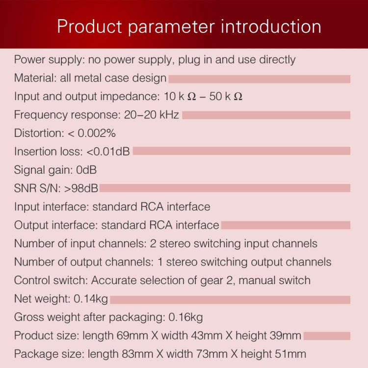 B101 2 In 1 Out (1 In 2 Out) Audio Source Signal Selection Switcher Computer Speaker  RCA Lossles...