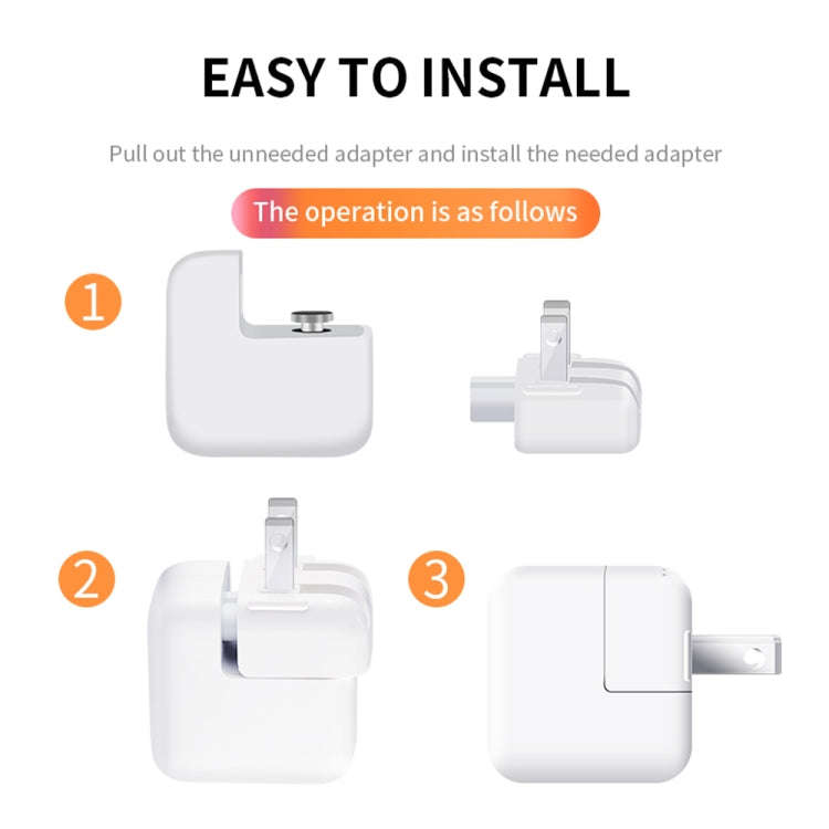 2 PCS XJ01 Power Adapter for iPad 10W 12W Charger & MacBook Series Charger, US Plug