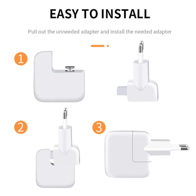 2 PCS XJ01 Power Adapter for iPad 10W 12W Charger & MacBook Series Charger, EU Plug