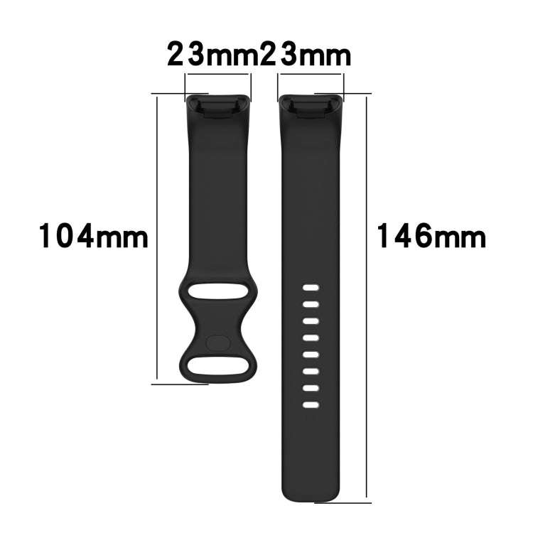 For Fitbit Charge 5 Monochromatic Silicone Watch Band, SizeLarge Size(Black)
