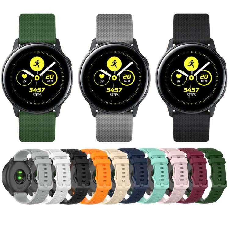 For Samsung Galaxy Watch 42mm 20mm Checkered Silicone Watch Band(Beige)