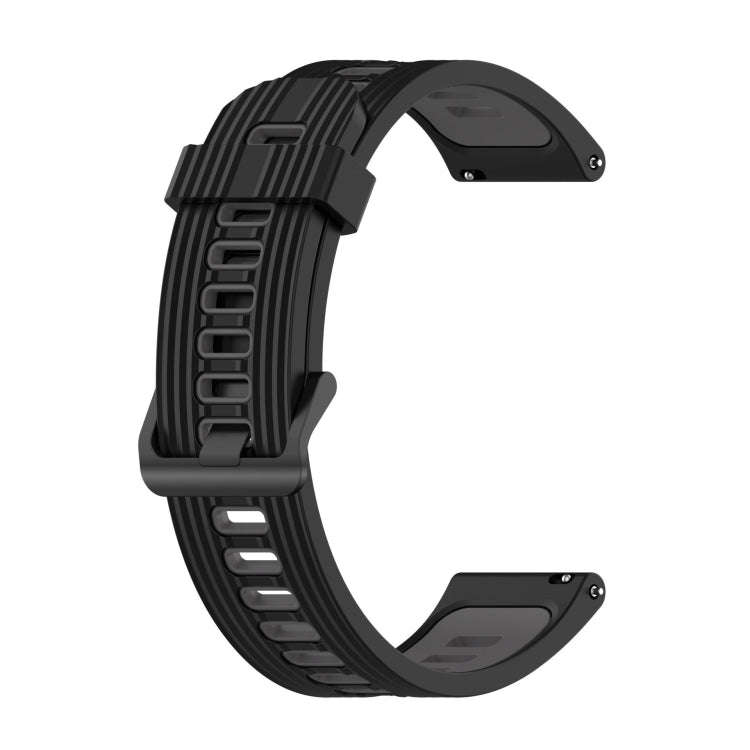 For Garmin Vivomove Sport 20mm Vertical Pattern Two-Color Silicone Watch Band(Black+Grey)