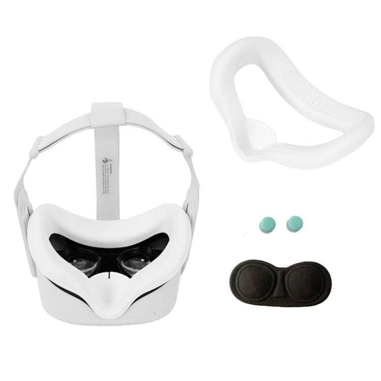 JD-391215 Suitable for Quest 2 Generation VR Eye Mask Silicone Cover + Lens Cover Set(white)