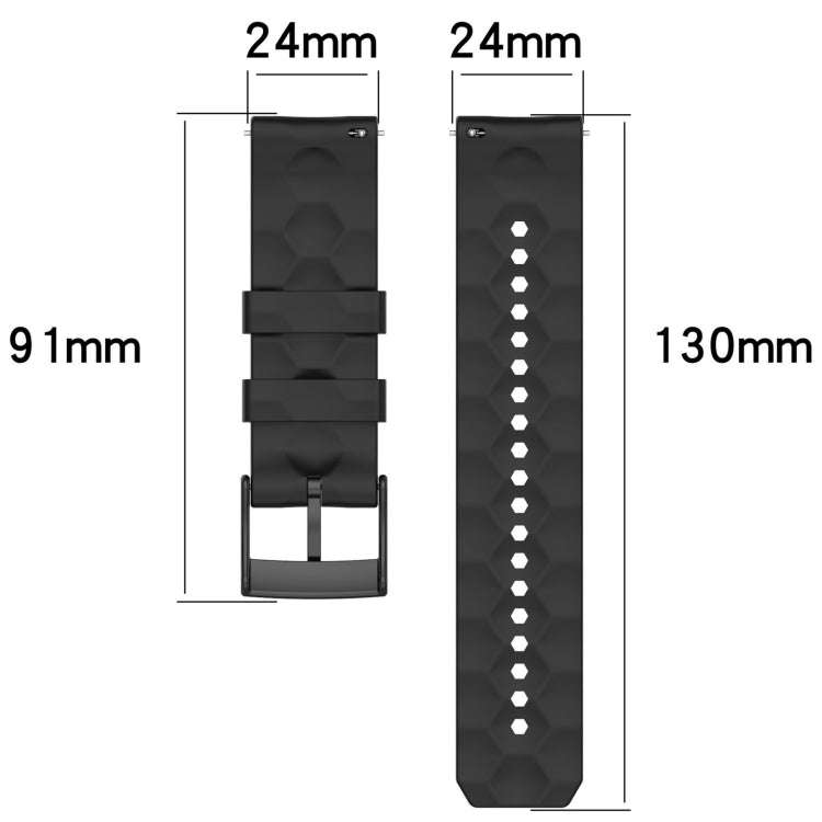 For Suunto 7 24mm Football Pattern Silicone Solid Color Watch Band(Black)