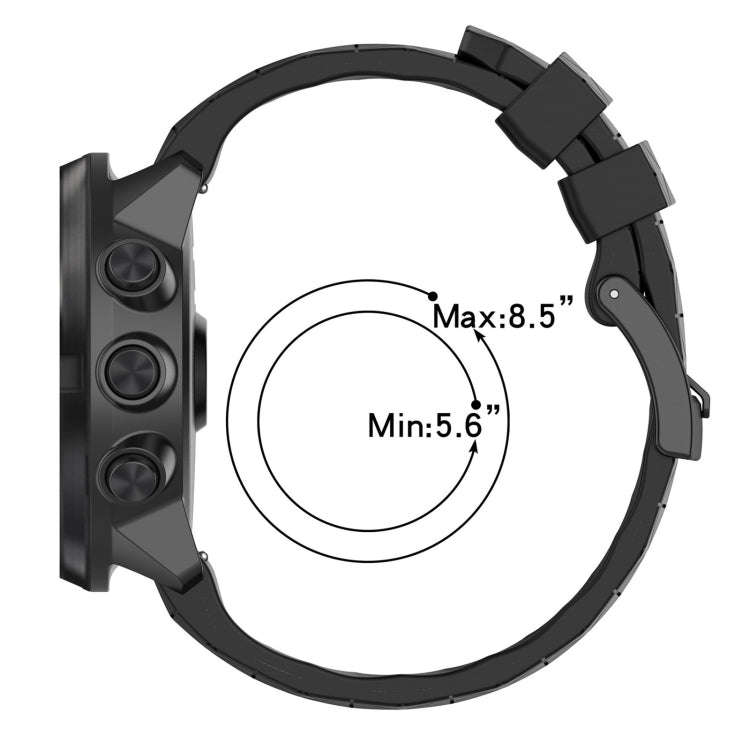 For Suunto 7 24mm Football Pattern Silicone Solid Color Watch Band(Black)