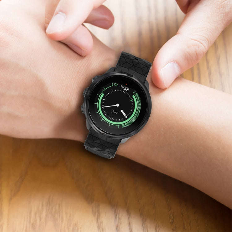 For Suunto 7 24mm Football Pattern Silicone Solid Color Watch Band(Black)