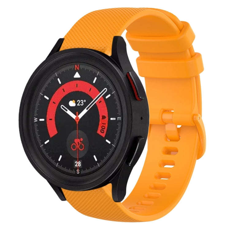 For Samsung Galaxy Watch5  44mm 20mm Plaid Solid Color Silicone Watch Band(Yellow)
