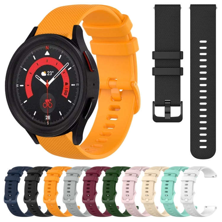 For Samsung Galaxy Watch5  44mm 20mm Plaid Solid Color Silicone Watch Band(Yellow)