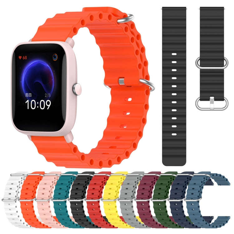For Amazfit Pop Pro 20mm Ocean Style Silicone Solid Color Watch Band(Wine Red)