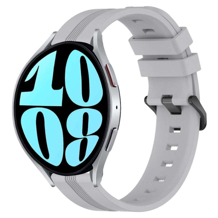 For Samsung Galaxy Watch 6 40mm 20mm Concave Striped Slicone Watch Band(Grey)