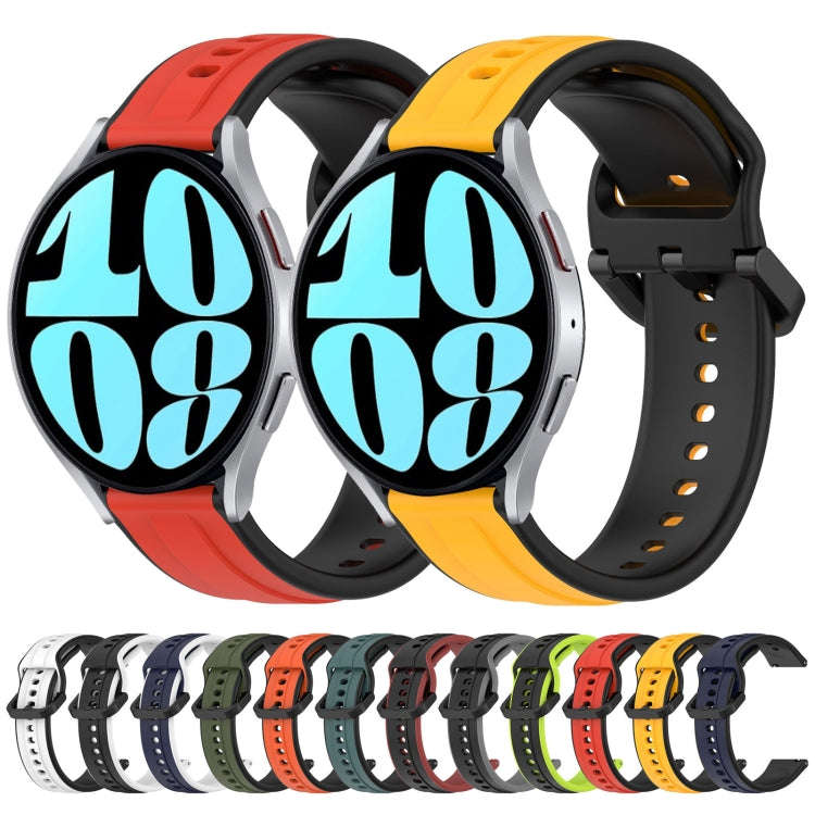 For Samsung Galaxy Watch 6 44mm 20mm Convex Loop Two-Color Silicone Watch Band(White+Black)