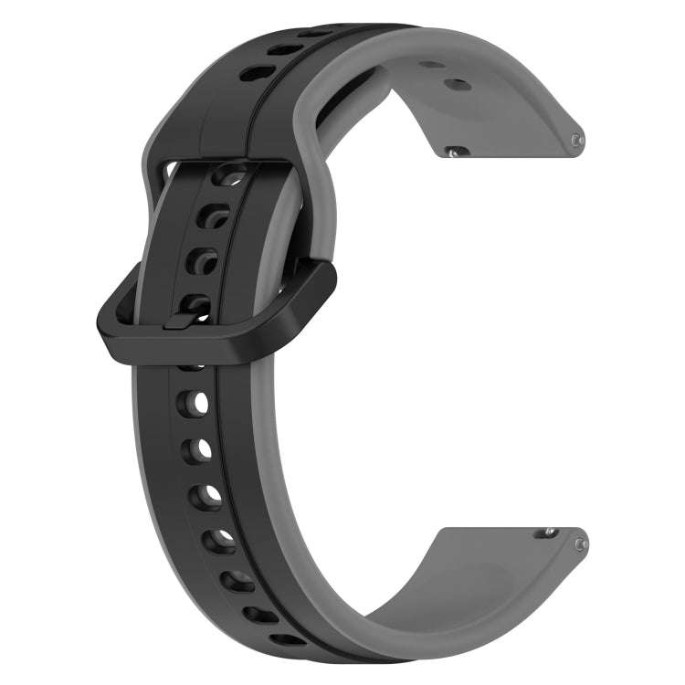 For Samsung Galaxy Watch 6 40mm 20mm Convex Loop Two-Color Silicone Watch Band(Black+Grey)