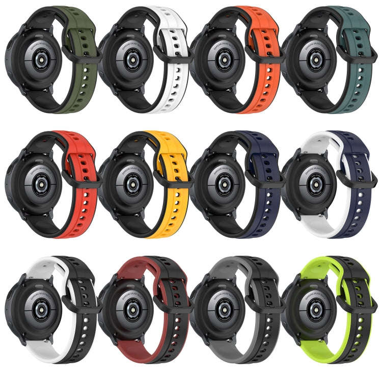 For Samsung Galaxy Watch 6 40mm 20mm Convex Loop Two-Color Silicone Watch Band(Black+Grey)
