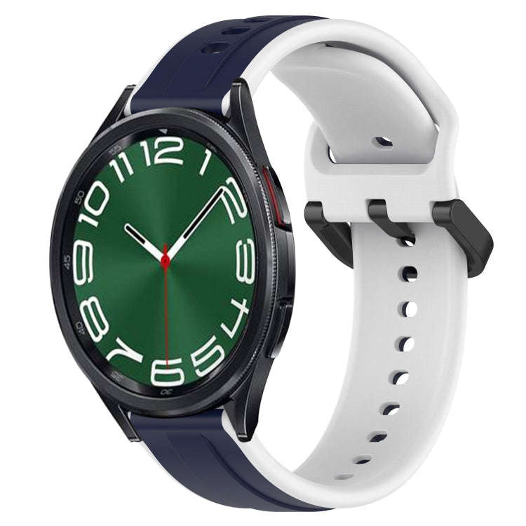 For Samsung Galaxy Watch 6 Classic 47mm 20mm Convex Loop Two-Color Silicone Watch Band(Midnight B...