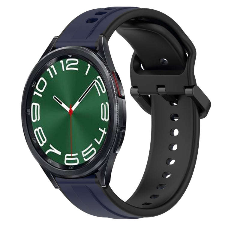 For Samsung Galaxy Watch 6 Classic 47mm 20mm Convex Loop Two-Color Silicone Watch Band(Midnight B...