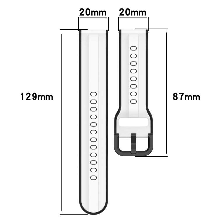 For Samsung Galaxy Watch 6 Classic 47mm 20mm Convex Loop Two-Color Silicone Watch Band(Midnight B...
