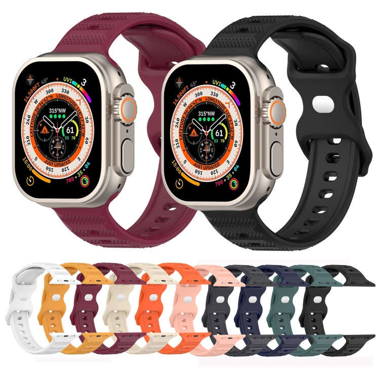For Apple Watch SE 2022 44mm Reverse Buckle Dot Texture Silicone Watch Band(Midnight Blue)