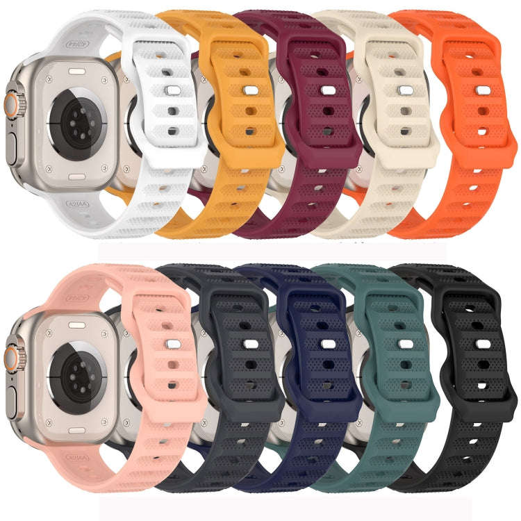 For Apple Watch SE 2022 44mm Reverse Buckle Dot Texture Silicone Watch Band(Midnight Blue)