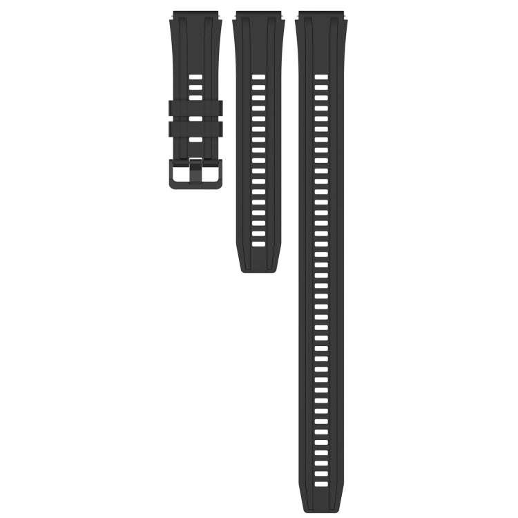 For Honor Watch GS Pro Long & Short Sports Solid Color Silicone Watch Band Set(Black)