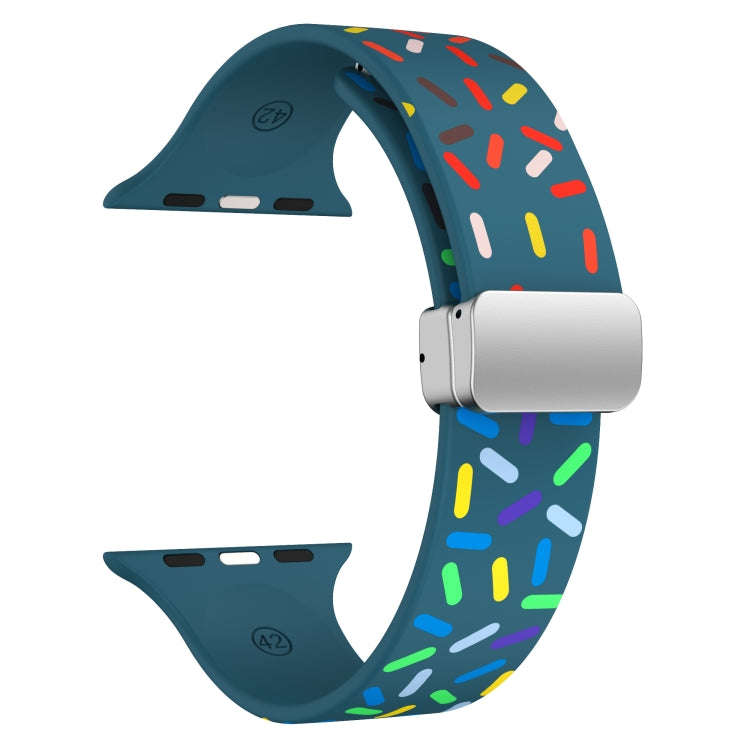 For Apple Watch 7 41mm Rainbow Dots Silicone Magnetic Buckle Watch Band(Blue)