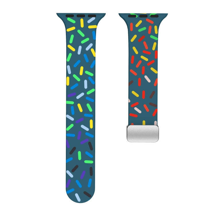 For Apple Watch 7 41mm Rainbow Dots Silicone Magnetic Buckle Watch Band(Blue)