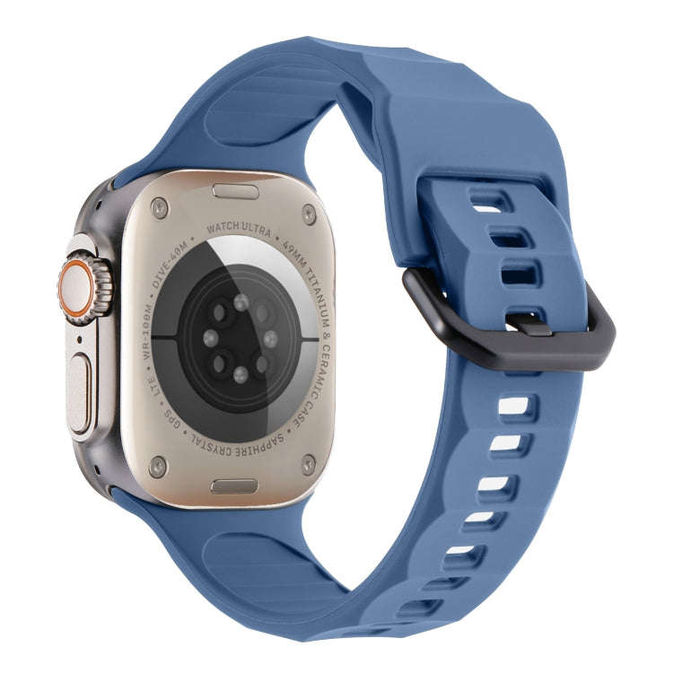 For Apple Watch 7 45mm Ripple Silicone Sports Watch Band(Light Blue)
