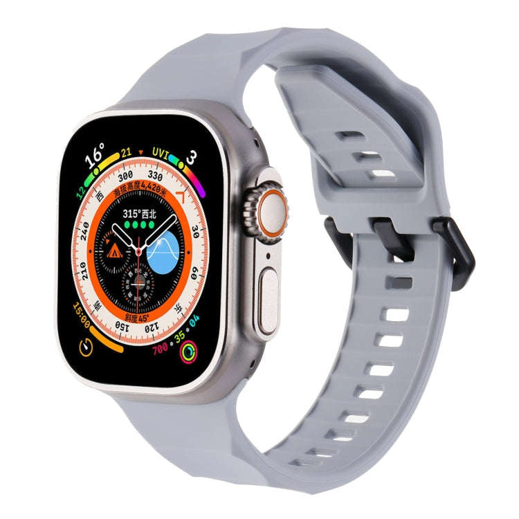 For Apple Watch 42mm Ripple Silicone Sports Watch Band(Light Grey)