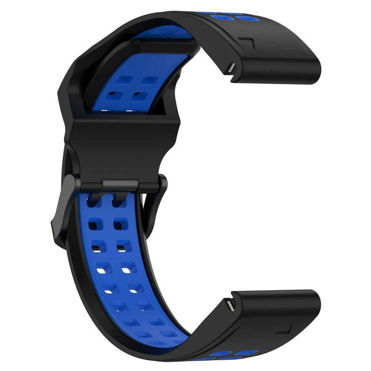 For Garmin EPIX Gen 2 Two Color Reverse Buckle 22mm Silicone Watch Band(Black+Blue)