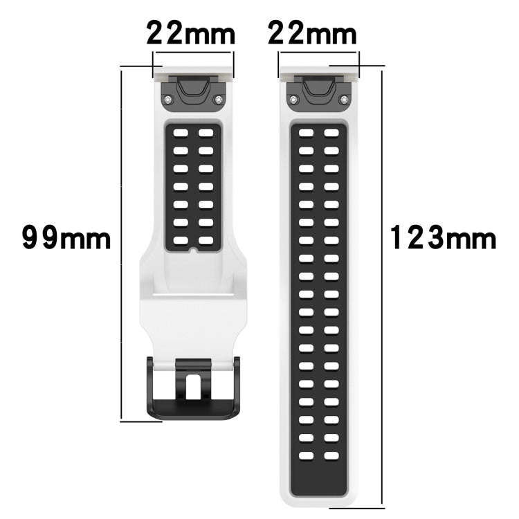 For Garmin Forerunner 965 Two Color Reverse Buckle 22mm Silicone Watch Band(Black+Blue)