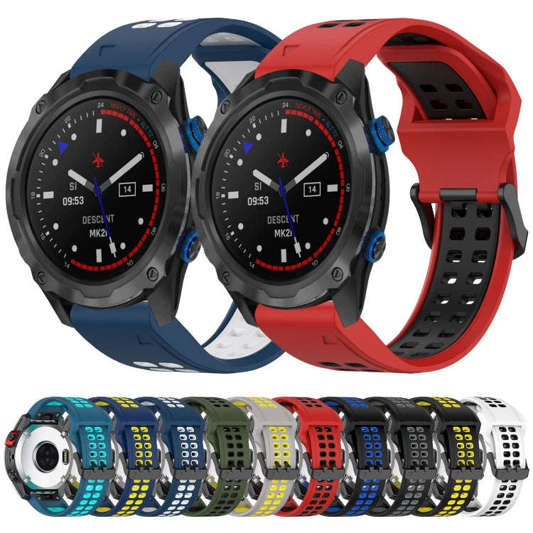For Garmin Fenix 7X Pro 51mm Two Color Reverse Buckle 26mm Silicone Watch Band(Black+Grey)
