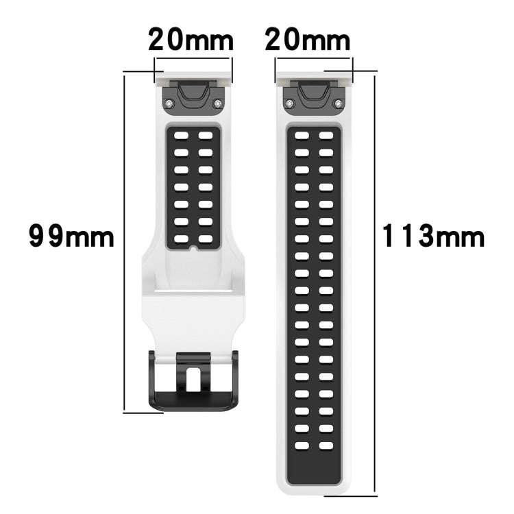 For Garmin Fenix 7S Two Color Reverse Buckle 20mm Silicone Watch Band(Blue+Teal)
